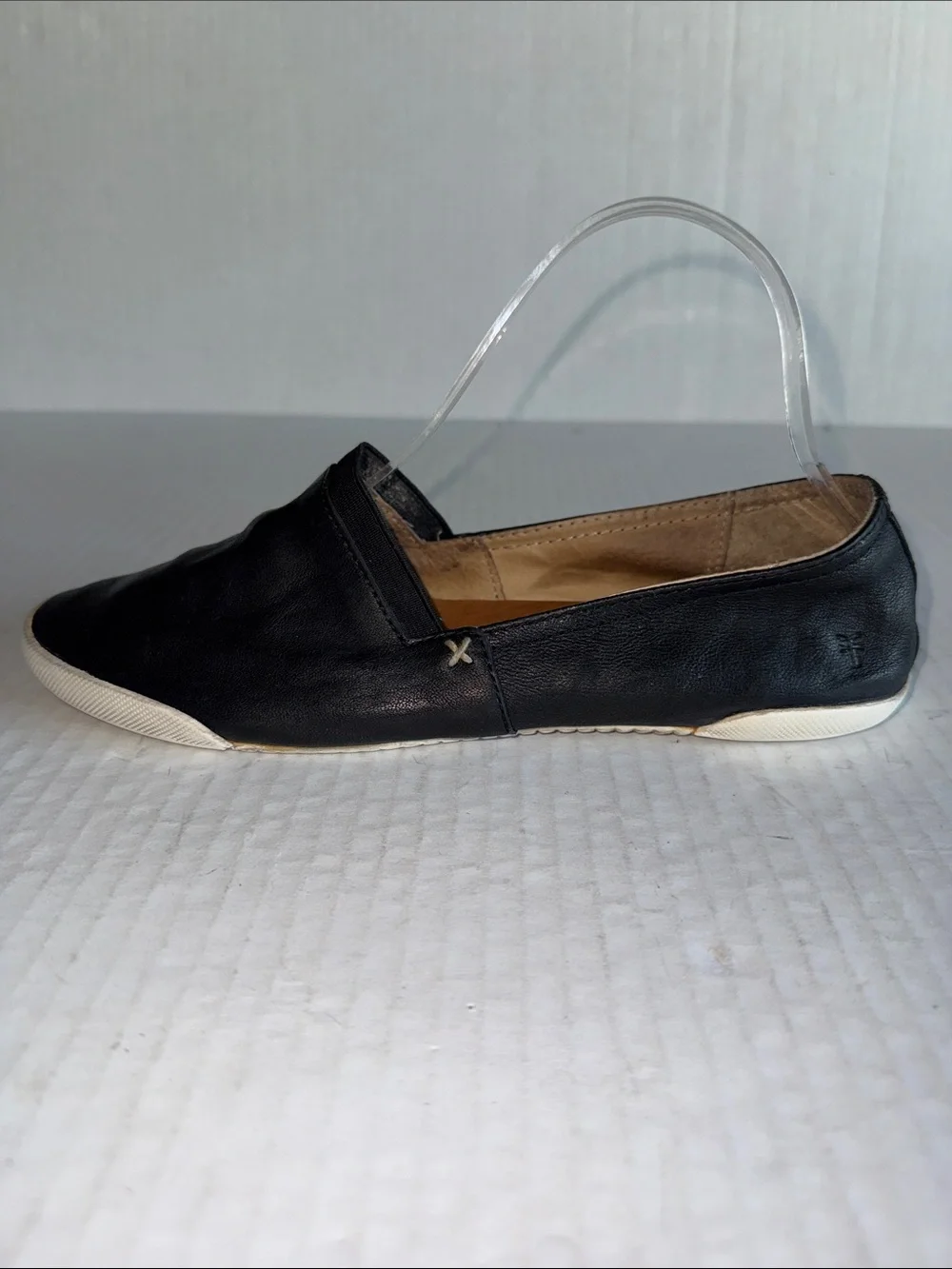 Frye Melanie Black Leather Slip On Loafers